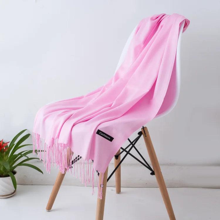 Dames Luxe Warme Sjaal Effen Beige met Franjedetail | Perfect voor Herfst &amp; Winter