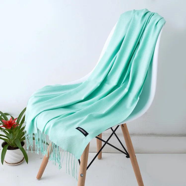 Dames Luxe Warme Sjaal Effen Beige met Franjedetail | Perfect voor Herfst &amp; Winter