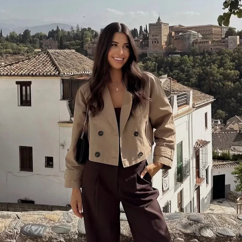 Cropped Chic Trench Jacket Modern, Stijlvol & Moeiteloos Elegant