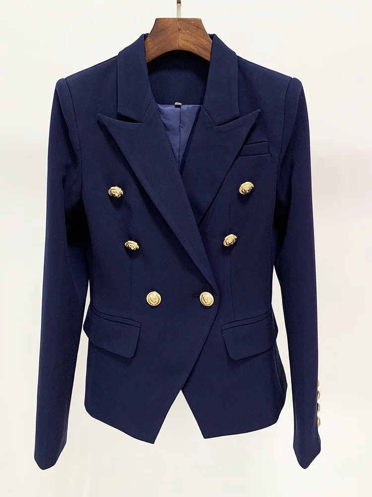 HIGH QUALITY Classic Fashion 2025 Star Style Designer Jacket Women's Slim Fitting Metal Buttons Blazer Plus size S-4XL